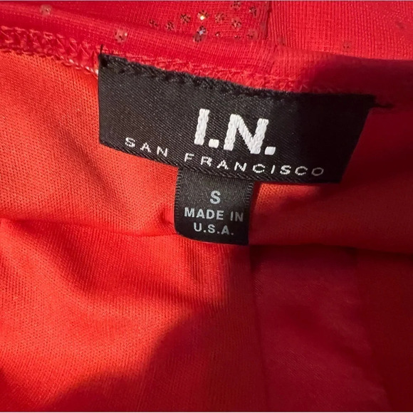 I.N. San Francisco, S, glitter chiffon overlay red strapless dress w/ halter tie - Picture 10 of 12